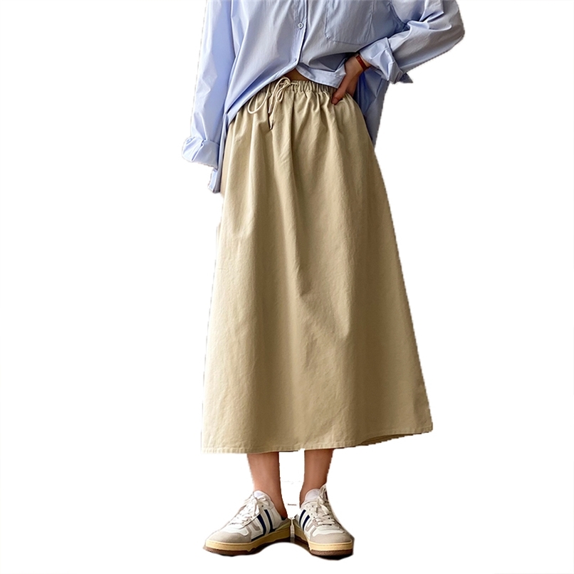 

Fashion women's skirts spring and summer loose long tooling umbrella a-line casual all-match 210520, Black