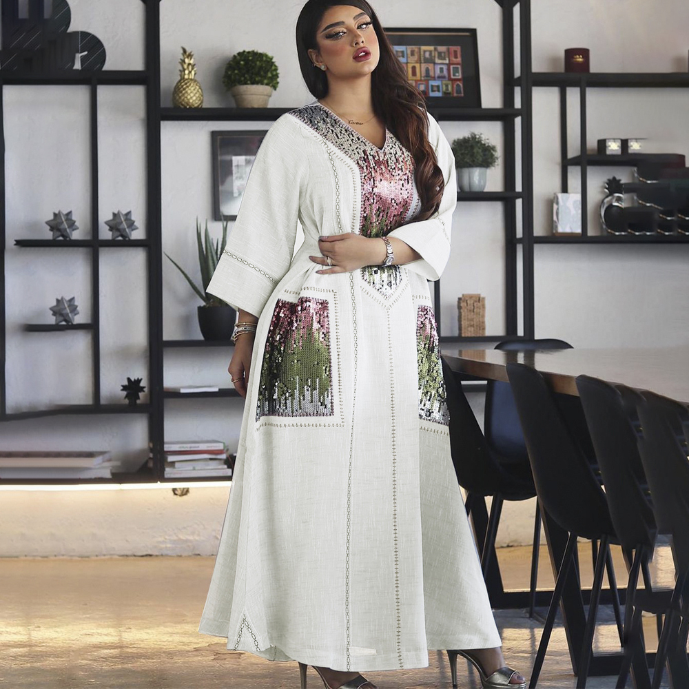 

2021muslim fashion caftan marocain dubai abayas for women eid mubarak ramadan islamic clothing sequins shiny plus size dresses, Red