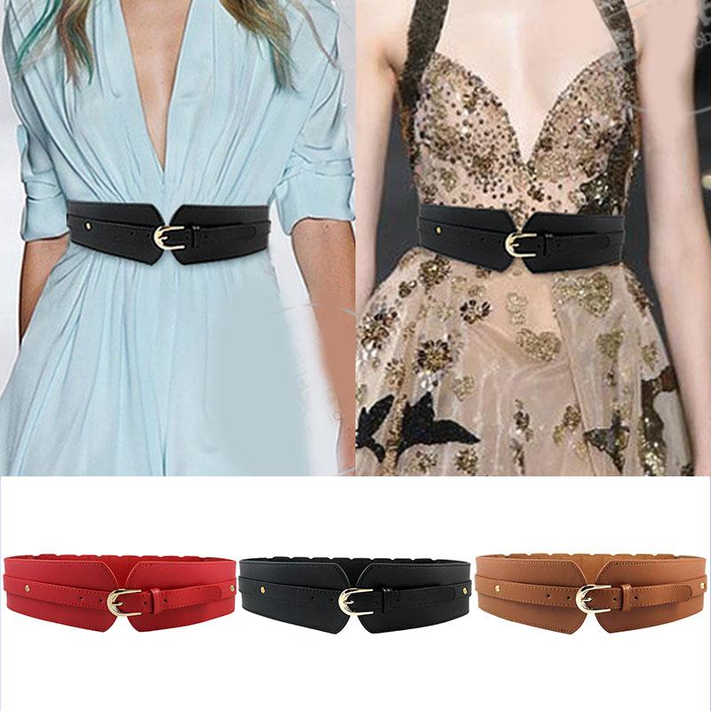 

Belts Luxury Ladies Wide Belt Female Waist Seal Solid Color Waistbands Vintage Pin Buckle Black Red Brown Corset