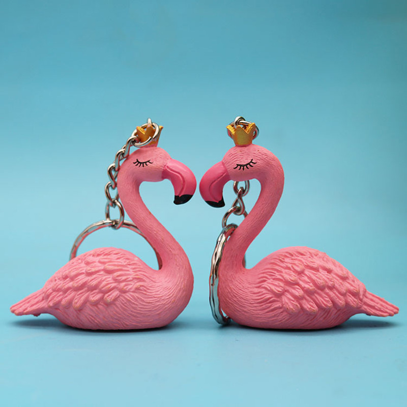

10Pieces/Lot Crown Flamingo Doll Keychain Creative Cartoon Small Animal Student Bag Accessories Pendant Gift