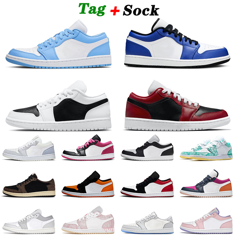 

Basketball Shoes Low 2021 Arrival Jumpman UNC Game Royal Panda Men Women Shattered Aurora Green Black Toe Laser Blue Trainers Sneakers 36-45