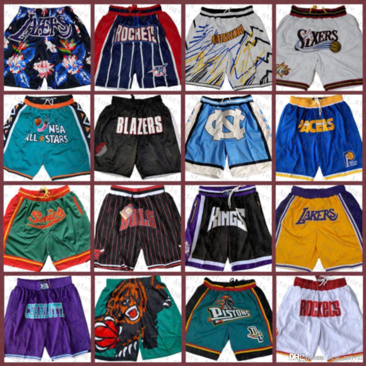 

Portland Trail Blazer Philadelphia 76er jersey Indiana Pacers Just Basketball Shorts DON Mitchell & Ness Pocket Shorts, Black;red