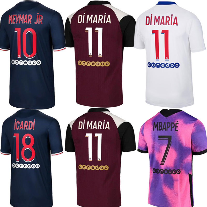

20 21 MBAPPE KEAN soccer jersey VERRATTI 2021 MARQUINHOS KIMPEMBE DI MARIA football tops men shirt and kids sets 4th purple fourth thailand, Black;yellow