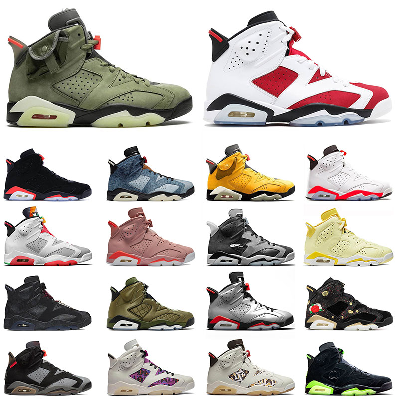 

Authentic Basketball Jumpman 6 Sports Shoes Retro 6s Traniers Outdoor Sneakers Fashion Travis Scott Cactus Jack Singles Day Khaki Sail Smoke Grey Hare men women, B8 smoke grey 40-47