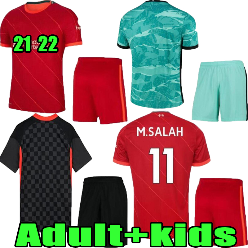 Les maillots de football rouge 2021 2022 Alexander-Arnold Henderson Adult + Kids Football Jersey Kits 20 21 22 Fabinho Milner Robertson Diogo J H