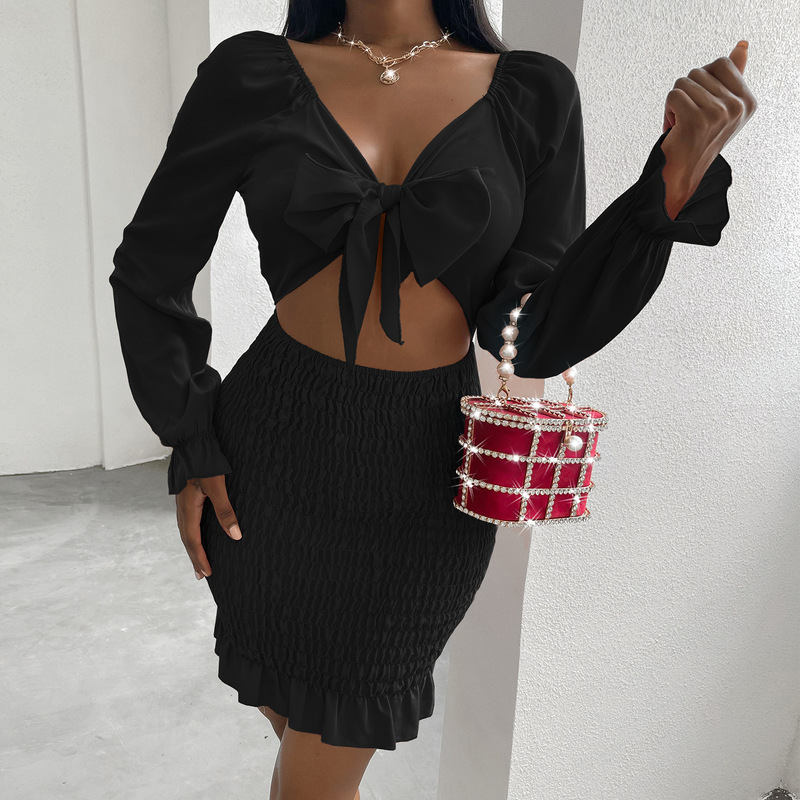 

Women's Clothing 2022 Spring and Autumn Wish Foreign Trade New Style Tight-fitting Navel Dress Skirt, Black;gray