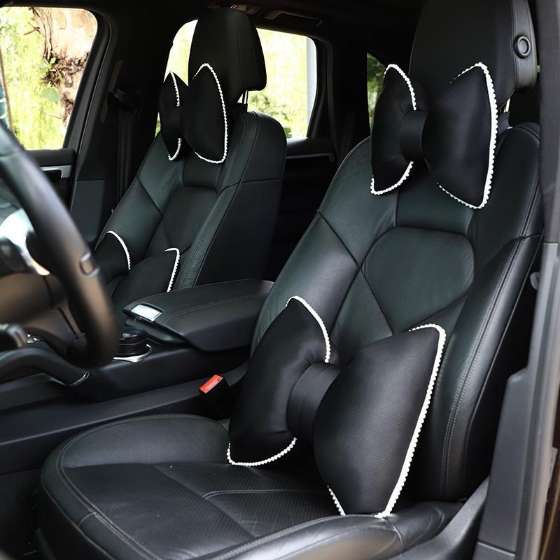 

Seat Cushions Car Headrest Waist Support Ice Silk Comfortable Lovely Bow Female Pillow Cushion Throw Interior Accessories