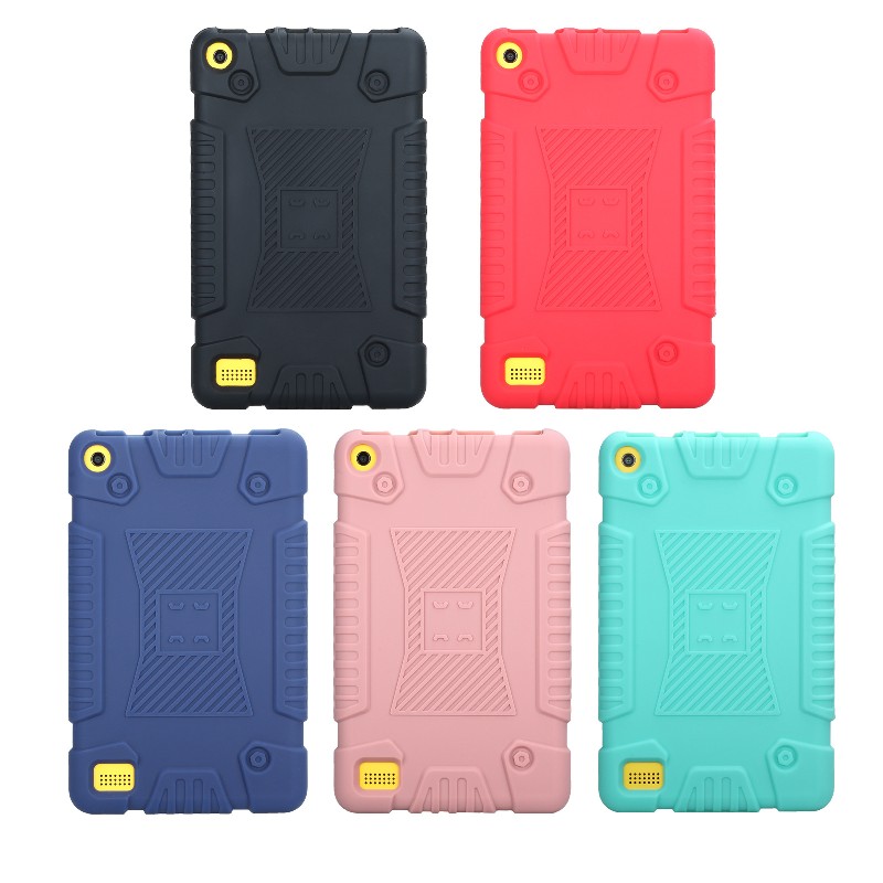 

Soft Silicone Non-slip Shockproof Protective Case Cover For Amazon Kindle Fire 7 Fire7 HD8 Fall-Proof Drop Resistance Tablet Cases