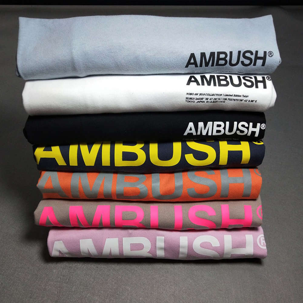

Ambush 3M Reflective Printed Women T Shirts Tees Streetwear Men Cato Short Mouw T-shirt, White;black