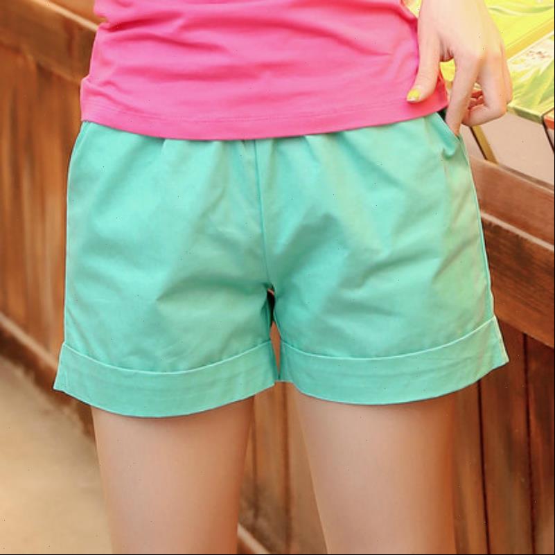 

women shorts summer solid color female large size candy loose cotton casual trousers, White;black
