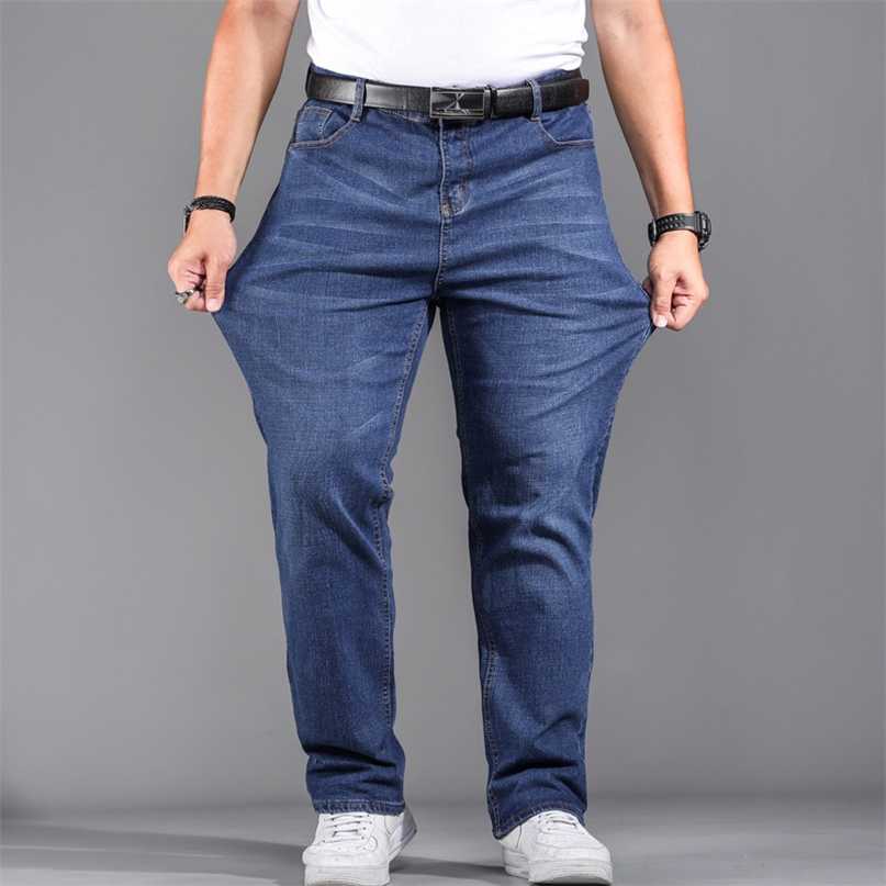 

High Quality Stretch Plus Big Size 29 - 44 48 90% Cotton Straight Denim Jeans Men Famous Brand Spring 211108, Usa size 7718-1 b