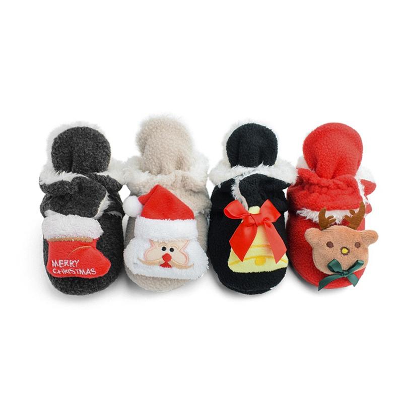 

First Walkers Christmas Baby Girl Boy Cartoon Warm Cotton Boots Casual Shoes Born Cute Soft Sole Toddler Shoe, Red