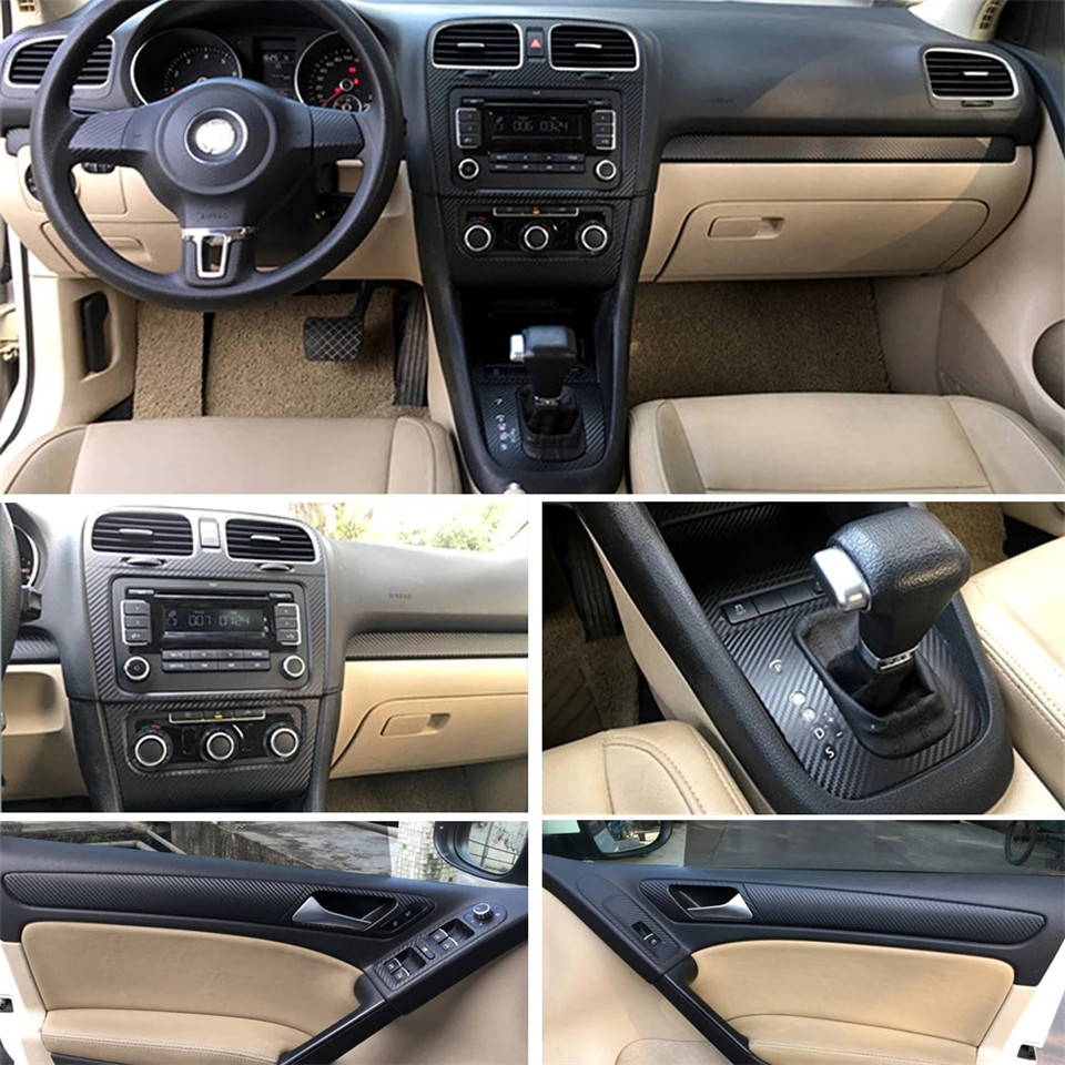 

For Volkswagen Golf 6 GTI R20 MK6 2 doors Interior Central Control Panel Door Handle Carbon Fiber Stickers Decals Car styling, Left hand drive