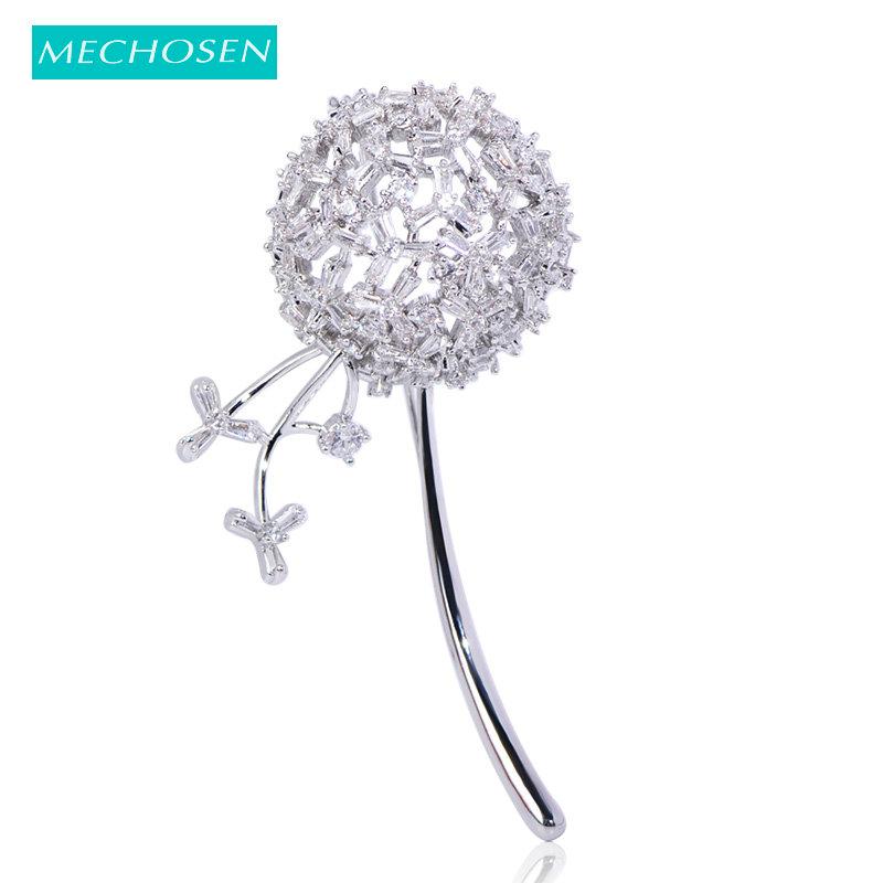 

Pins, Brooches MECHOSEN Hollow Dandelion Shape Brooch Silver Color Cubic Zirconia Flower For Women Girls Wedding Party Jewelry Broches