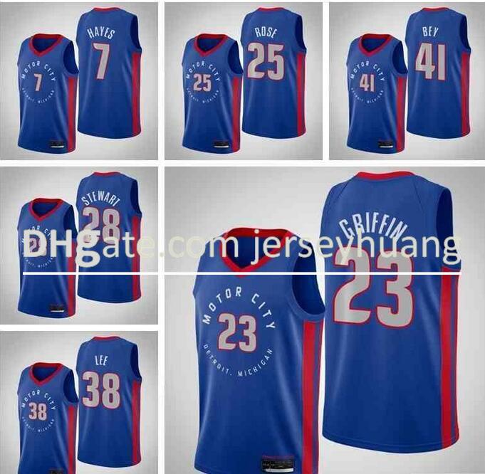 

2021 Jersey Printed Blake 23 Griffin Mason Plumlee Delon 55 Wright Jerami 9 Grant Derrick 25 Rose Sekou 45 Doumbouya Killian 7 Hayes Jerseys, Black;red