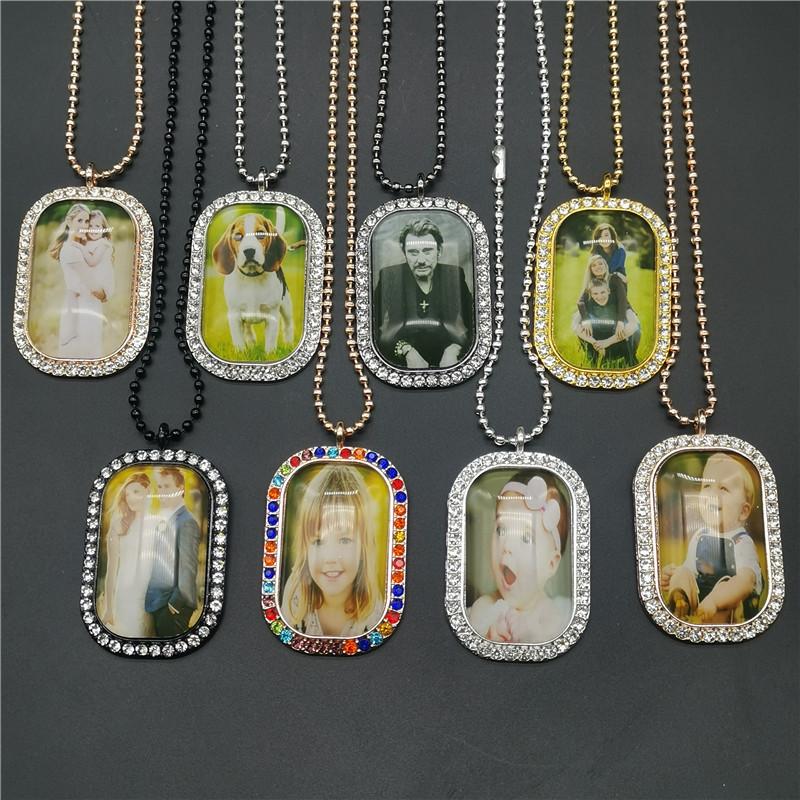 

Pendant Necklaces Custom Po & Pendants Accesories For Women Men Jewelry Crystal Square Charm Family Memorial Choker Neck