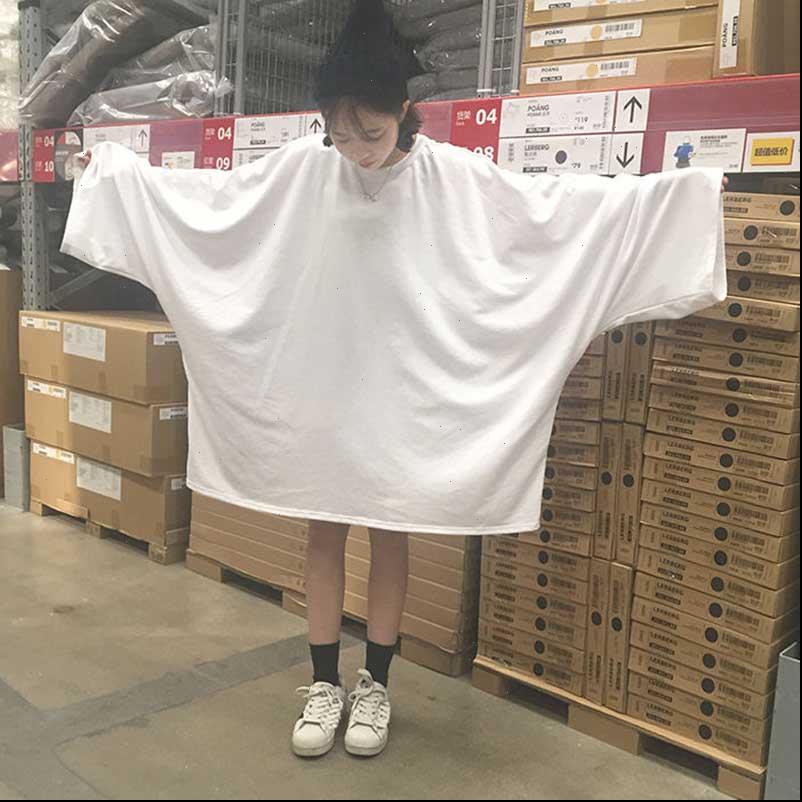 

harajuku women t shirt oversize hoodies pullovers solid batwing sleeve loose long korean fashions black hoodi, White