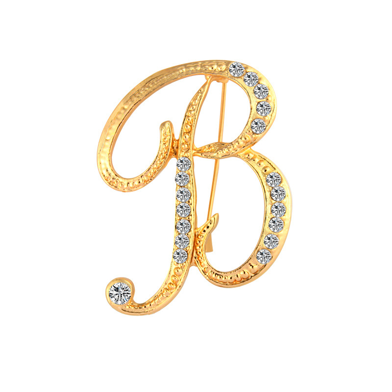 

26 English Letters Diamond Brooch Women Luxury Temperament Sweater pin accessories wholesale