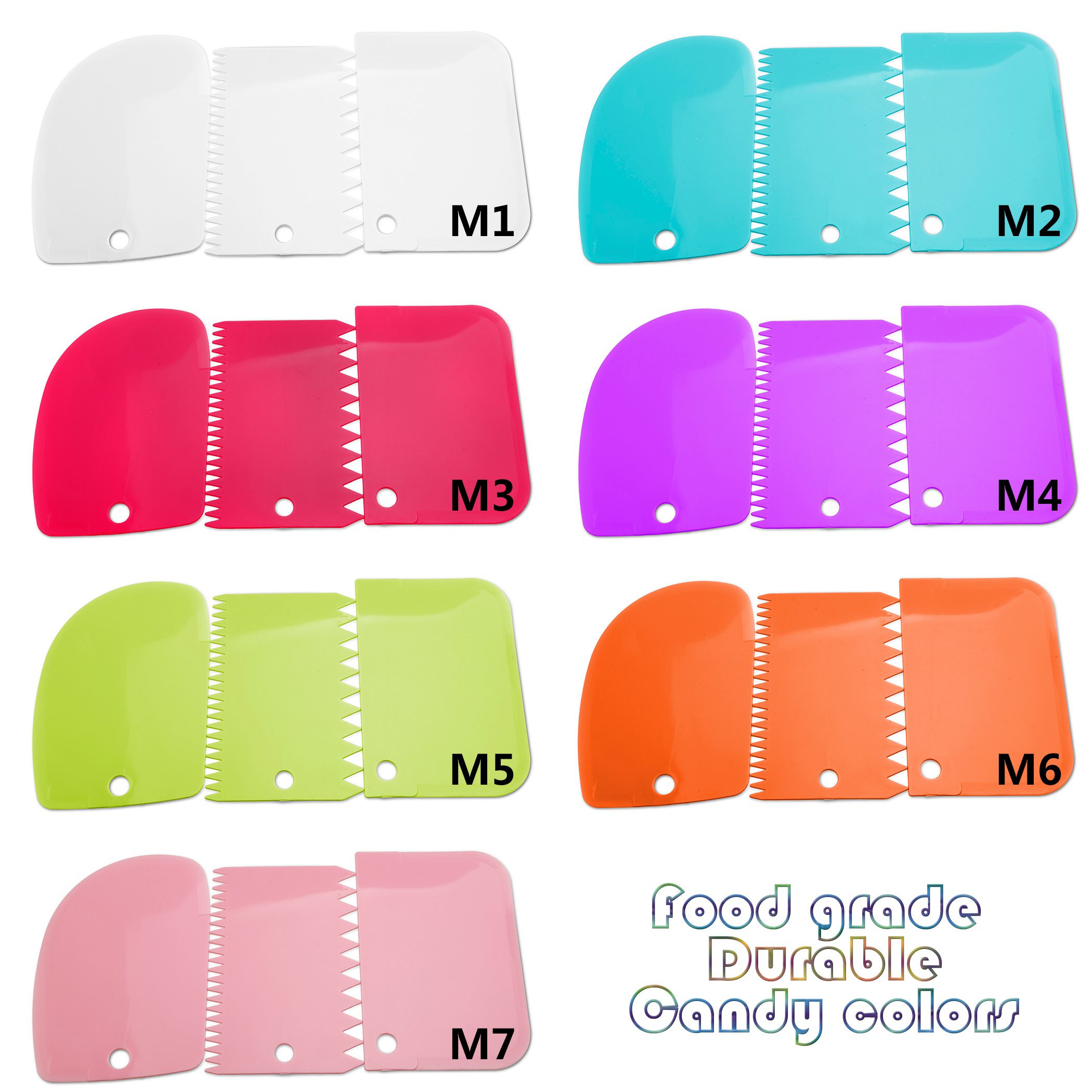 

3in1 Plastic Dough Cutter Scraper Cake Spatula Knife Kitchen Butter Smooth Jagged Edge Tool - 7 Color