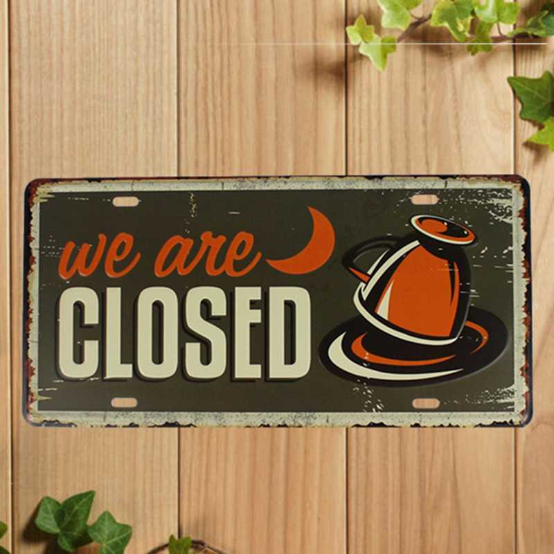 

Open Close Coffee Beer Zone Plaque Bar House Man Cave Wall Tin Poster Metal Signs Painting Craft 15*30 CM Size PP-3