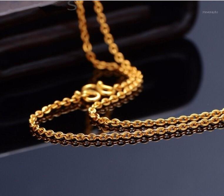 

Pure Solid 24K Yellow Gold Chain Necklace/ Smooth O 2.70g Fashion Chains