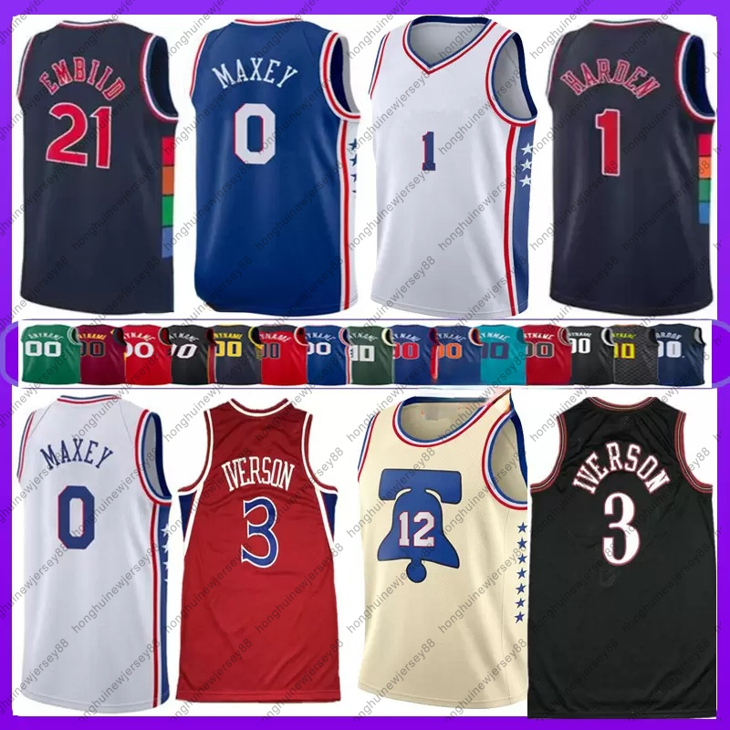 

Joel 21 Embiid James 1 Harden City Basketball Jersey Tyrese Maxey 0 3 Allen Iverson Shirt Mens 2022 new stitched, As1