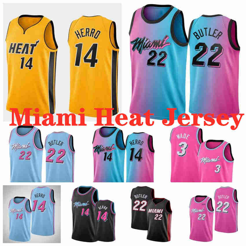 

Miami's Heat's Mens Kid Youth Dwayne 3 Wade Basketball Jeresys 14 Tyler Herro Bam 13 Adebayo Jimmy 22 Butler Jersey 2021 Mens City, Black;red