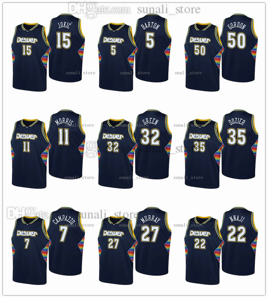 

75th Anniversary 2021-22 City Navy Basketball Jersey Nikola 15 Jamal Murray 27 Jokic Aaron Gordon 50 Will Barton 5 Monte Morris 11 Facundo Campazzo 7 Jeff Green 32