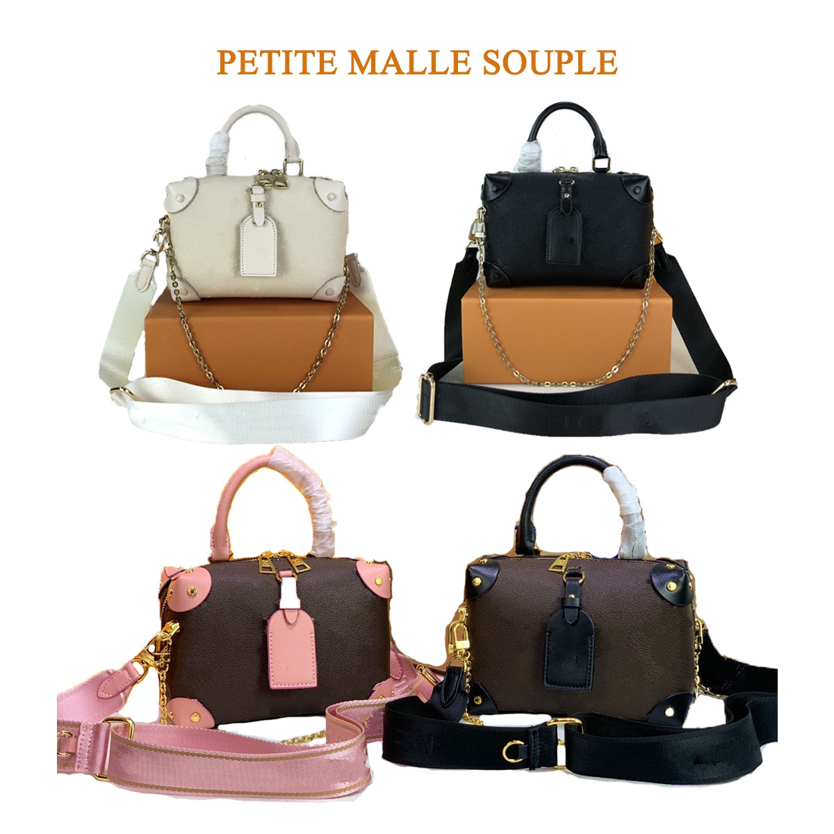 

Lady Leather Handbag PETITE MALLE SOUPLE Shoulder Messenger Bag Designer Luxury Fashion Classic Bags Embossing M45571 High Quality, Brown