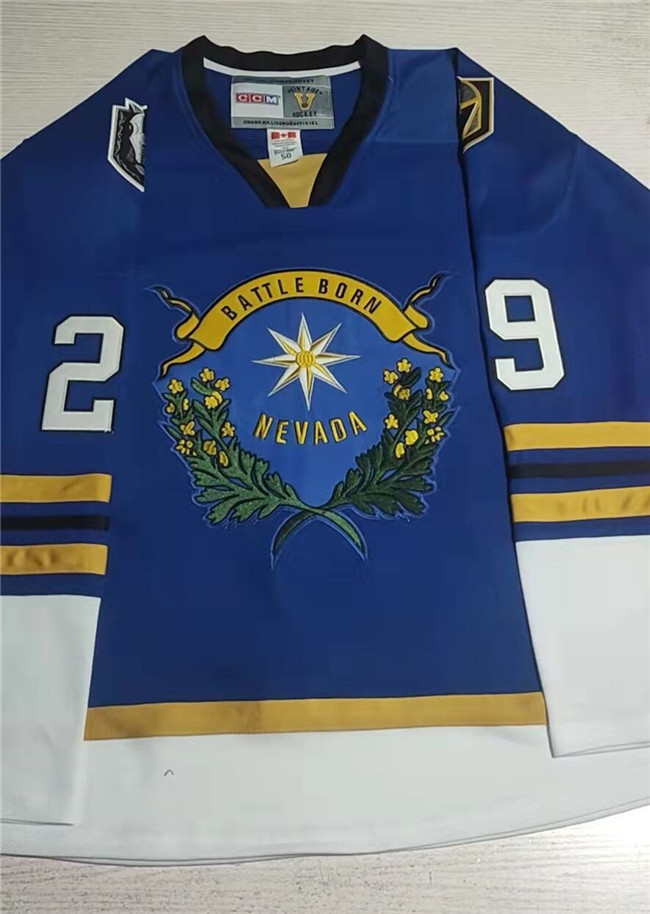 

Custom CCM Knights & Henderson Silver Knights Nevada Day Jersey Oscar Danskn Logan Jack Dugan Dylan Ferguson Coghlan Connor Corcoran Hockey Jerseys S-5XL, Blue