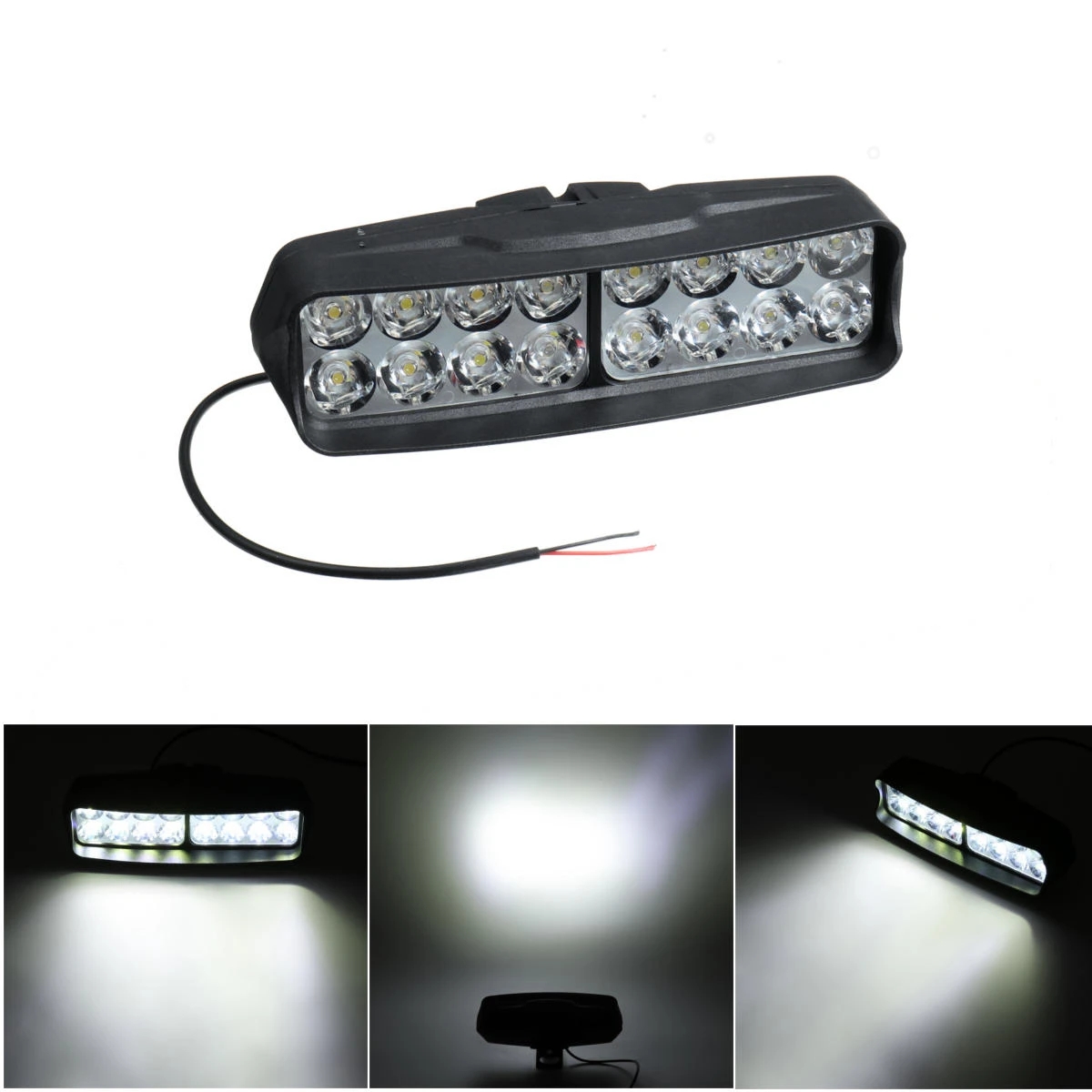 

12V 16 LED Motorcycle Front Headlights Spotlight Shark Shape Driving Work Spot Light