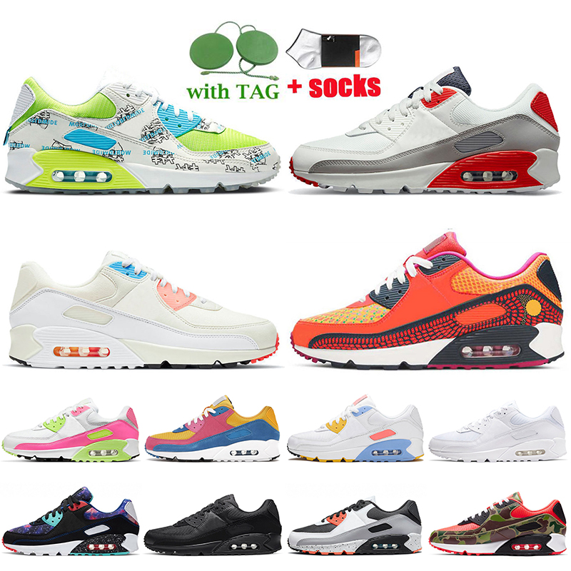 

Top Quality Air Max 90 Women Mens Running Shoes AirMax Triple White Black Pink Volt Solar Flare Supernova Camo Moss Green Bacon Grey Trainers Sneakers, C6 future 36-45