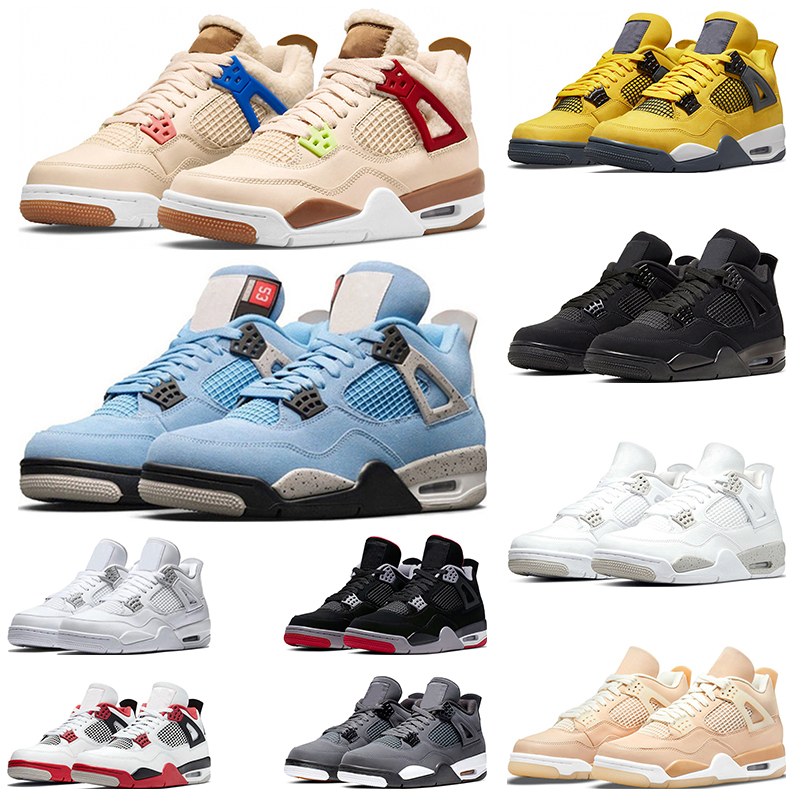 

Men Basketball Shoes 4 4s Lightning Shimmer Desert Moss Taupe Haze University Blue White Oreo Sail Black Cat Fire Red Bred Cactus Jack trainers sports sneakers, #15 fire red