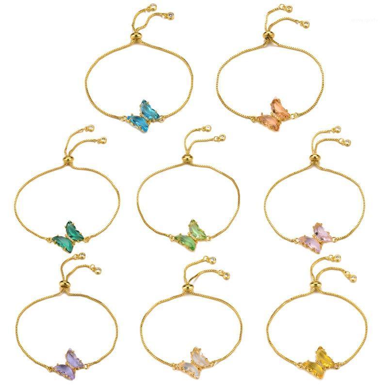 

Charm Bracelets Arrival Crystal Butterfly Bracelet Femme Copper Gold Color Chain For Women Girls Jewelry1