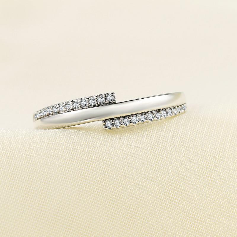 

Cluster Rings Ring For Women Simple Double Row + Cubic Zirconia White Gold Color Daily Finger Gift Fashion Jewelry DZR019, Golden;silver