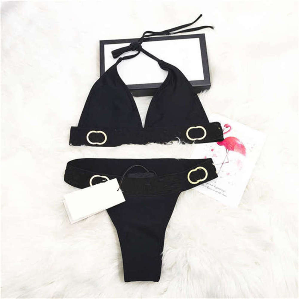

Women Swimwear Sexy Bikni 2021 Summer New Arrival Swimsuits Breathable Letter Printed Bikinis Pure Color Good Quality Clothing, White;black