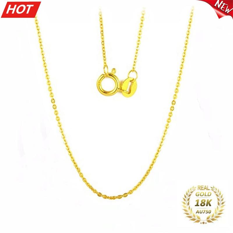 

Chains 18 Inch Pure 18k Yellow Gold Necklace Chain Real Au750 Fine Jewelry For Women Wedding G02, Silver