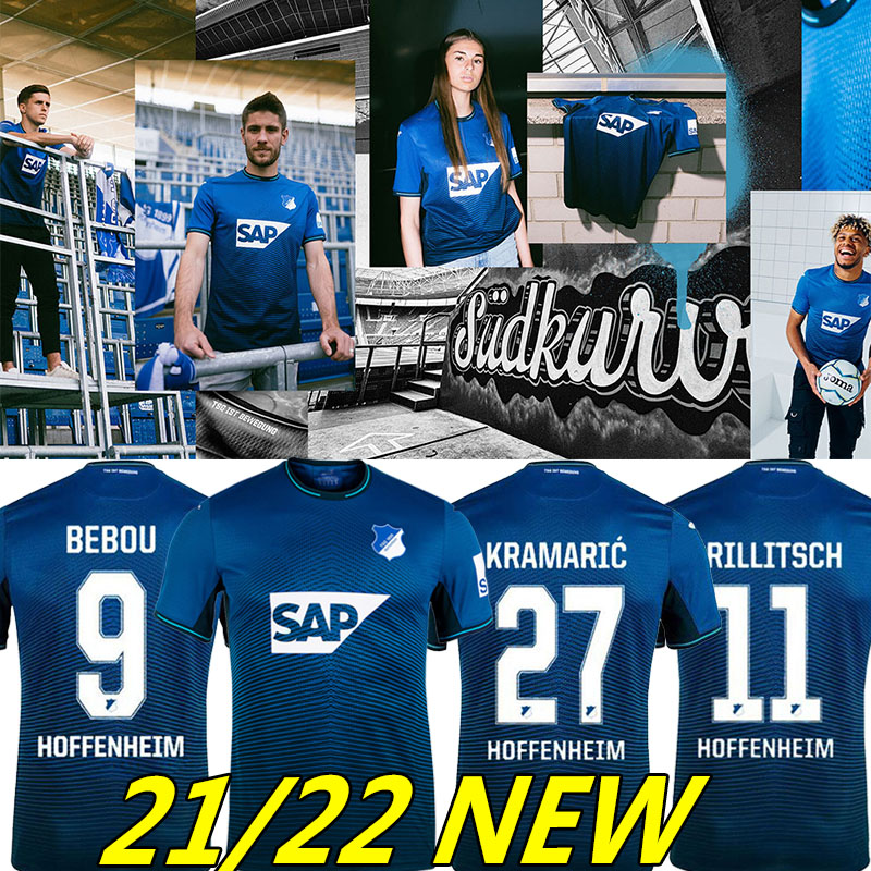 

21/22 TSG 1899 Hoffenheim Soccer Jerseys Home Krmaric Baumgartner Grillitsch Sesegnon Bebou Samassekou 2021 2022 Jersey Football Shirts, Black;yellow