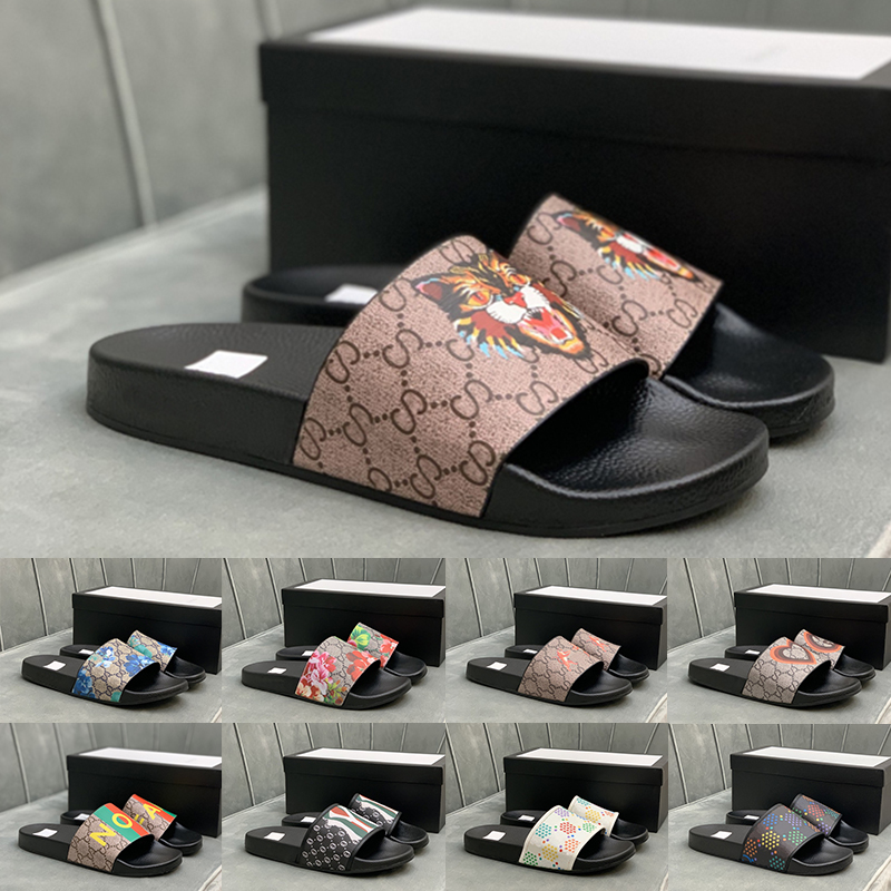 

[With box] 2021 women men Slippers Slides Summer Beach Indoor Flat Sandals House Flip Flops Spike Sandal top quality, Black