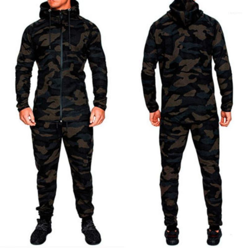 

Men's Tracksuits Men Clothes 2021 Brand Mens Camouflage Tracksuit Zip Bottoms Tops Long Sleeve Autumn Casual Hoddies+Pants1, Gray