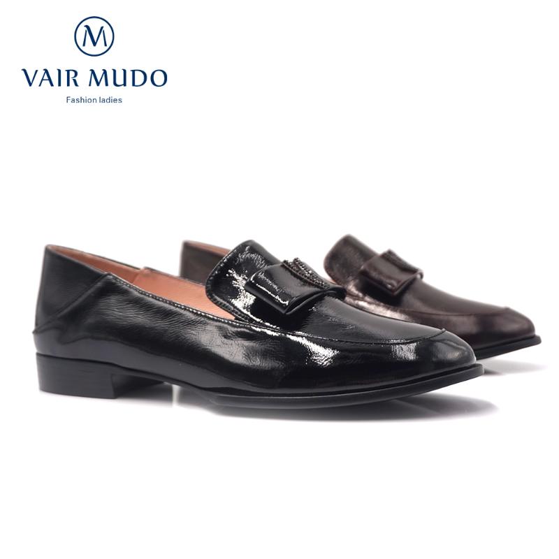 

Dress Shoes VAIR MUDO Women Pumps Casual Low Heel Mules Thick Heels Genuine Leather High-end Handmade Spring Summer Autumn D70, Black