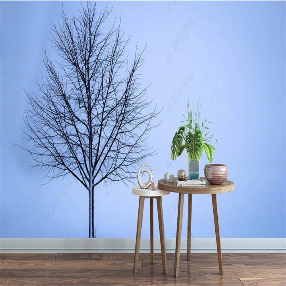 Custom Literary and fresh light blue small tree wallpapers 3d stereoscopic wallpaper-image-700129984