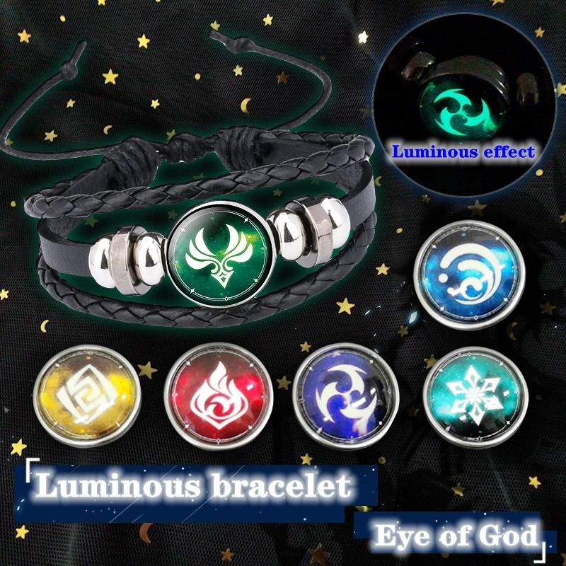 

Charm Bracelets Game Genshin Impact Cosplay Prop Eye Of God Water Wind Rock Fire Thunder Grass Luminous Bracelet Anime Jewelry G