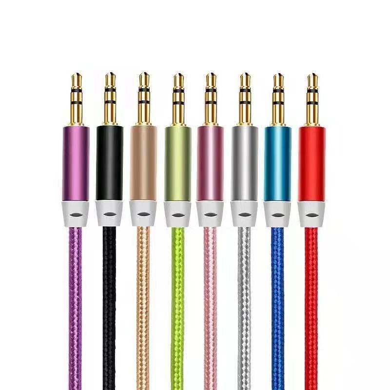 

Aux Cable 3.5mm to 3.5 mm Nylon Wire Gold-plated Plug Male to Male Audio Cable for Mobile Phone Headphone Speaker, Note color