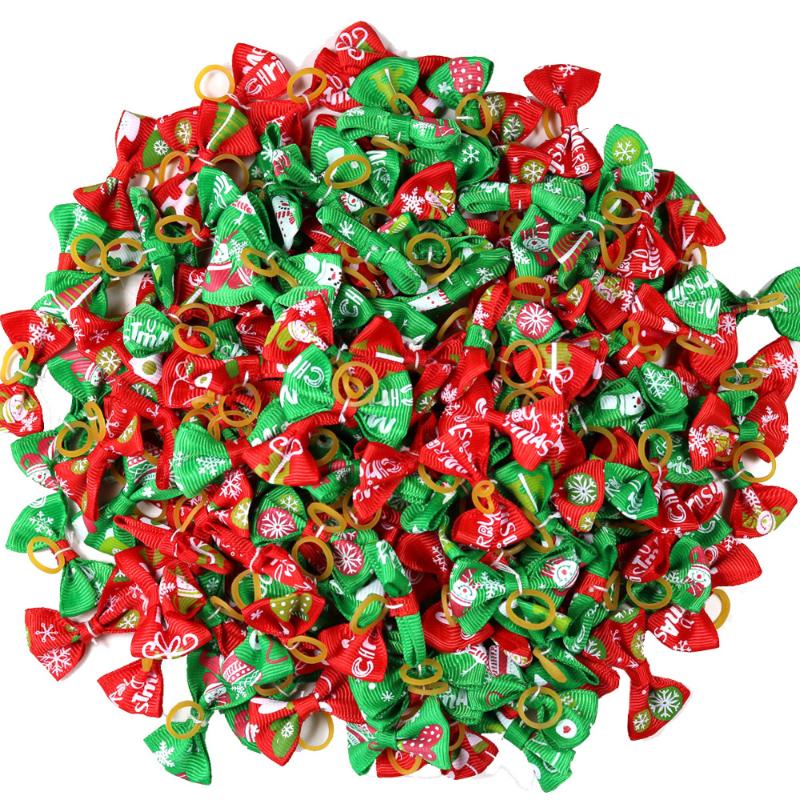 

Dog Apparel 50PCS Christmas Hair Bows With Rubber Bands/Clips Accessories Grooming Pet Supplies