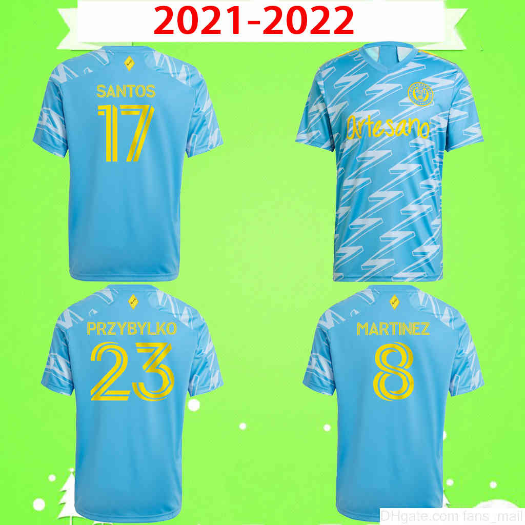 

2021 2022 Philadelphia Soccer Jerseys Union 21 22 MLS Bedoya Przybylko Uniform Mens home away Martinez Santos KIT Football shirt uniforms blue top, Black;yellow