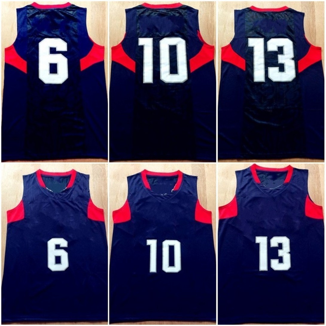 

Vintage 2008 Team Eight Jersey Navy Blue 6 10 13 Jersey Basketball Uniform White Men Stitched, As