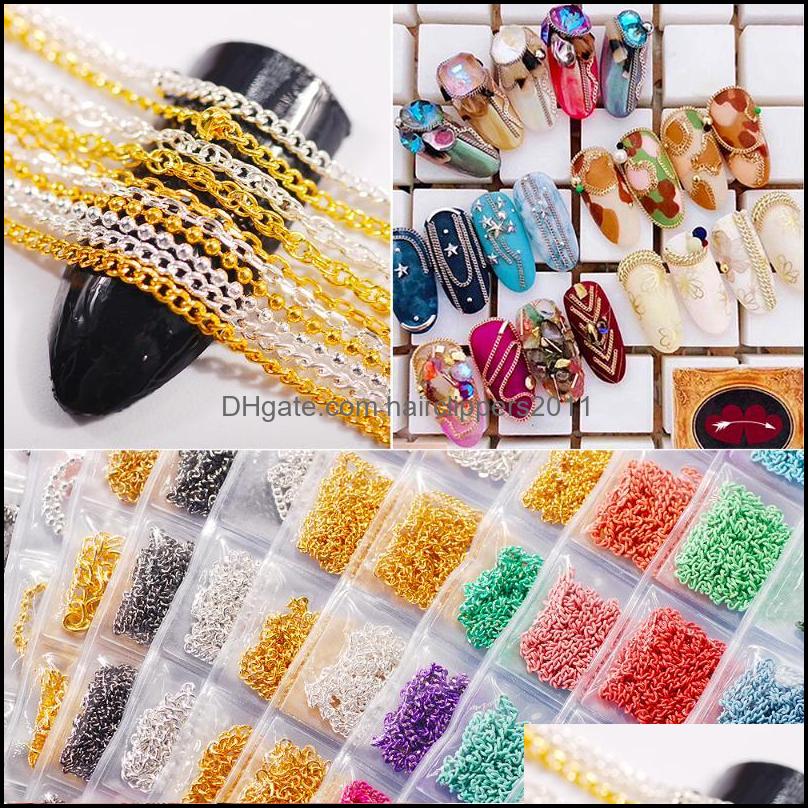 Nail Art Decorations & Salon Health Beauty Nails Supply 3D Aessory Chains For Women Decoration Charms 6 Strips Diy Design Metal Jewelry Tips-image-745053382