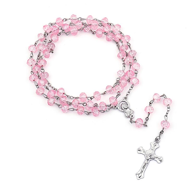 Pendant Necklaces Jesus Cross Rosary Necklace Vintage Catholic Gifts Wholesale Crystal Glass Material Jewelry 2021 Trend-image-698842998