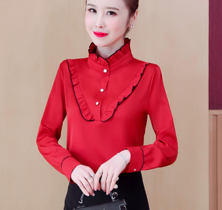 

2021 Summer fashion Long sleeve Women' shirt@22, Black
